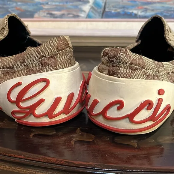 VTG Gucci Icon GG Monogram Canvas Velcro Sneakers size 46