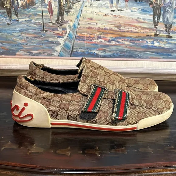VTG Gucci Icon GG Monogram Canvas Velcro Sneakers size 46