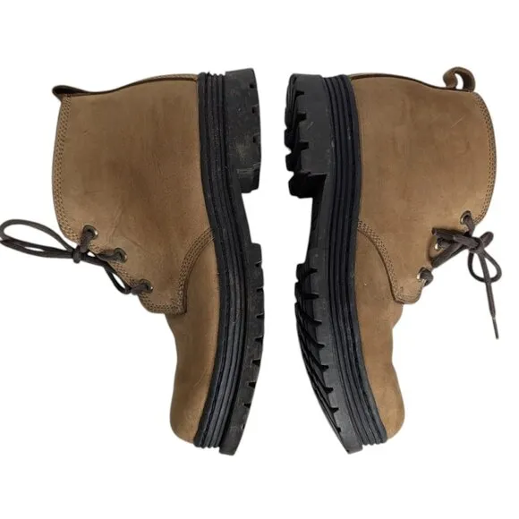 VTG Thom McAn Tan Suede Platform Lace Up Boots