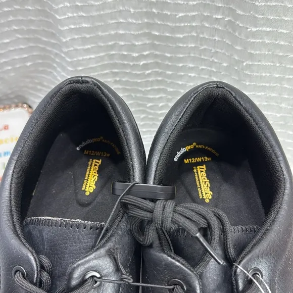 (W4) Unisex TredSafe Black Comfort Lace-Up Casual Work Shoes Size M 12 /W 13 w