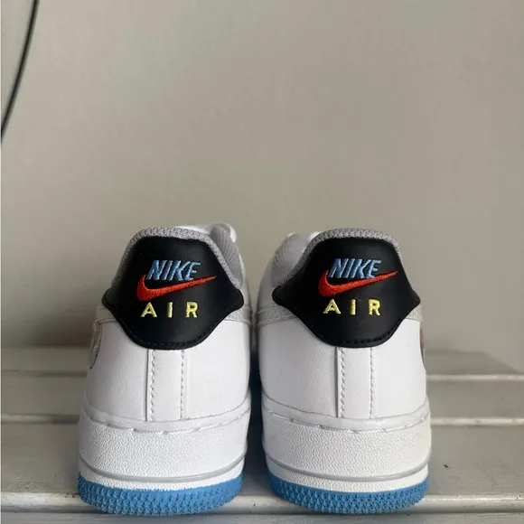 White Sneakers with Blue Sole and Graphic Details ONLY WORE ONCE