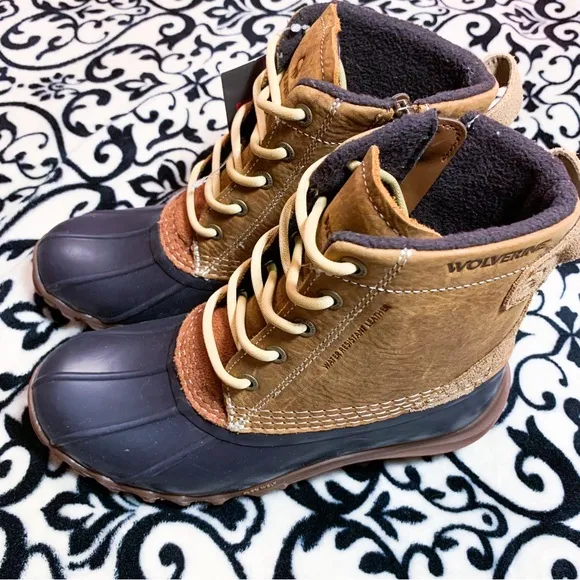 Wolverine Torrent Waterproof Duck Boot Leather Lace Up Boot Tan Brown Cognac nwt