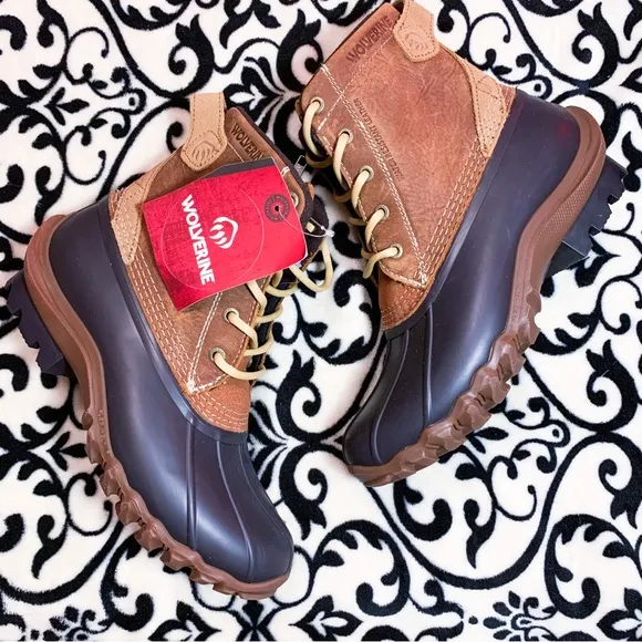 Wolverine Torrent Waterproof Duck Boot Leather Lace Up Boot Tan Brown Cognac nwt