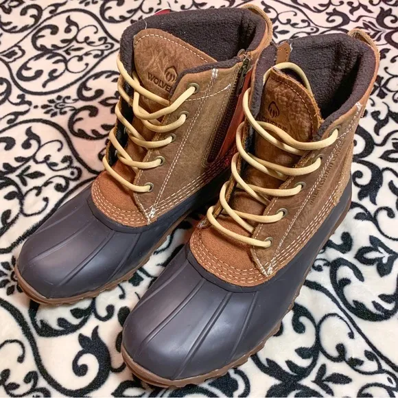 Wolverine Torrent Waterproof Duck Boot Leather Lace Up Boot Tan Brown Cognac nwt