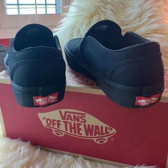 WOMEN VANS BLACK CANVAS SHOES