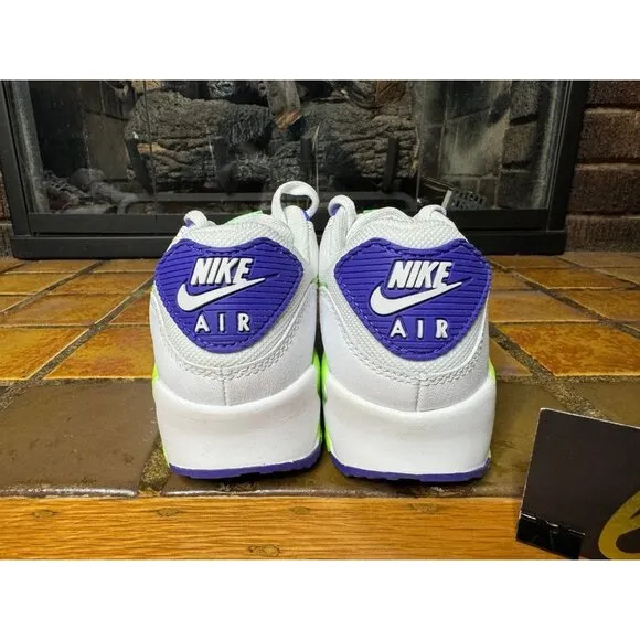 Women’s 5.5 Nike Air Max 90 White Volt Indigo Burst Running Shoes DH0250-100