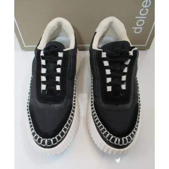 Women's Dolce Vita Dolen Nylon Platform Lace Up Fashion Sneakers Black Size 7