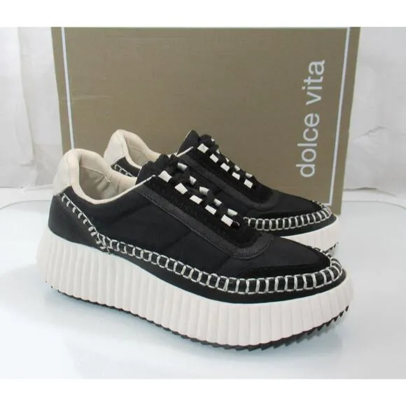 Women's Dolce Vita Dolen Nylon Platform Lace Up Fashion Sneakers Black Size 7