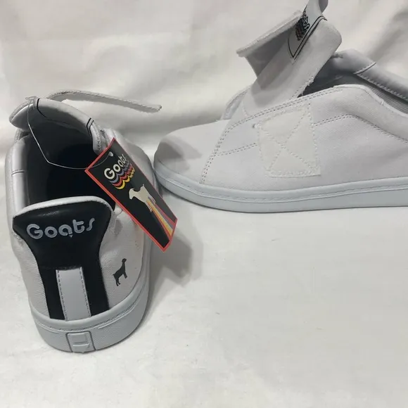 Women’s Goats sneakers canvas low top hook and loop cross white. Size 7