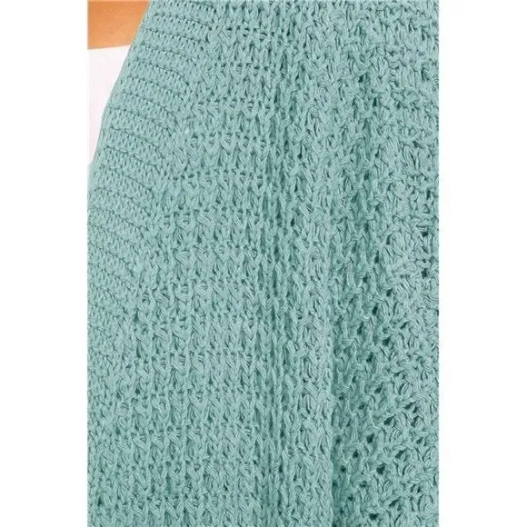 𝅺WOMEN'S Oversized Long Batwing Sleeve Cardigan Waffle Knit Sweater Coat Mint