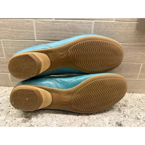 Women's Softwaves Turquoise and Gray Leather Flats/Ballet Flats Shoes-Size 10