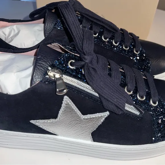 Women's Sole Bliss Star Leather Sneakers Navy Sz 40 US 9