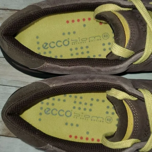 Womens Ecco Biom Natural Motion Casual Brown Suede Leather Shoes Size EU 40 US 9