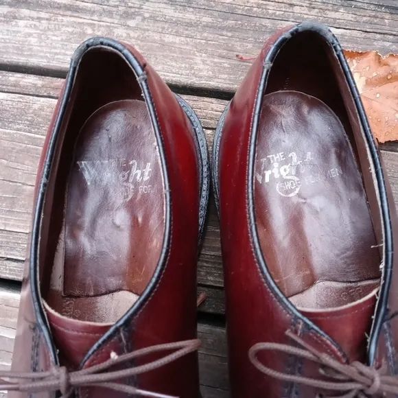 Wright &quot;BREATHER&quot; Arch Preserver Men's 10 D/B Oxfords Shoes  burgundy USA. 323pe