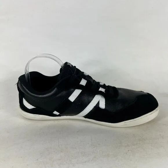 Xero Shoes Kelso Tennis Men's 9 Black Leather Lace-Up Low Top Athletic Sneakers