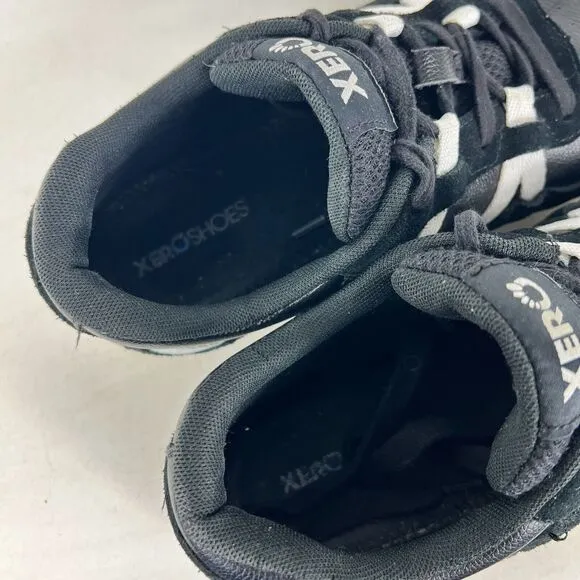 Xero Shoes Kelso Tennis Men's 9 Black Leather Lace-Up Low Top Athletic Sneakers
