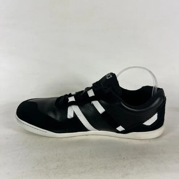 Xero Shoes Kelso Tennis Men's 9 Black Leather Lace-Up Low Top Athletic Sneakers
