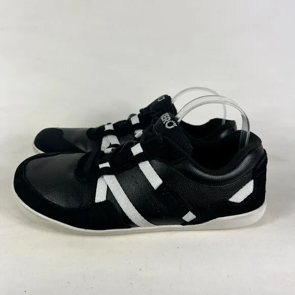 Xero Shoes Kelso Tennis Men's 9 Black Leather Lace-Up Low Top Athletic Sneakers