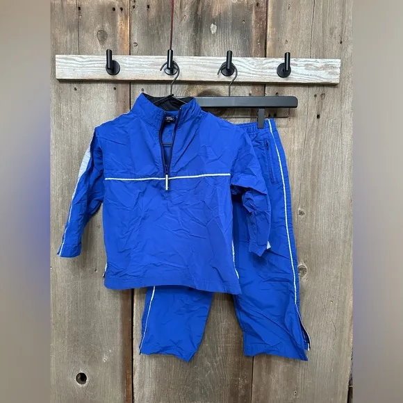 Y2K Lands’ End Nylon Jacket &amp; Pants Track Suit in Blue Size Medium 5 6 Unisex