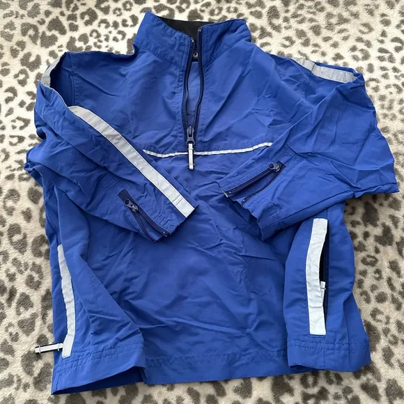 Y2K Lands’ End Nylon Jacket &amp; Pants Track Suit in Blue Size Medium 5 6 Unisex