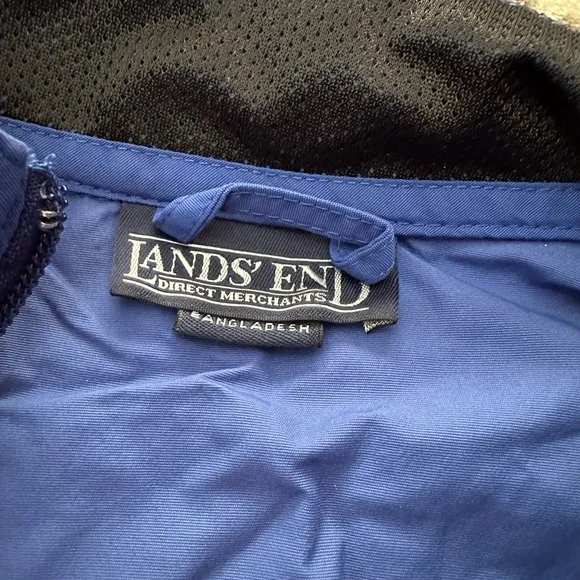 Y2K Lands’ End Nylon Jacket &amp; Pants Track Suit in Blue Size Medium 5 6 Unisex