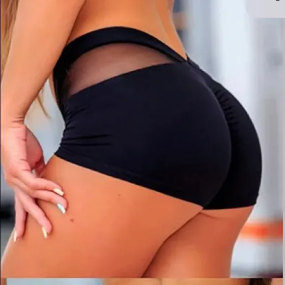 Yoga workout gym shorts crop top set outfit bra A1