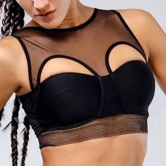 Yoga workout gym shorts crop top set outfit bra A1