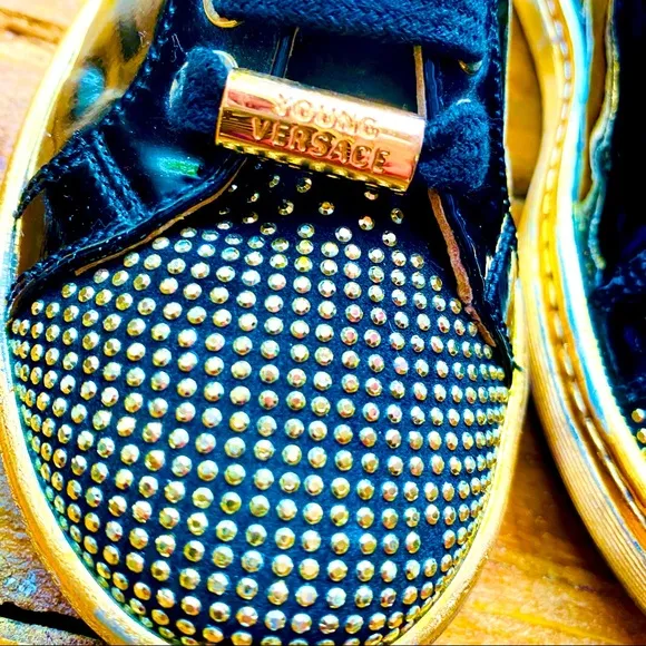 Young Versace Patent Leather Sneakers