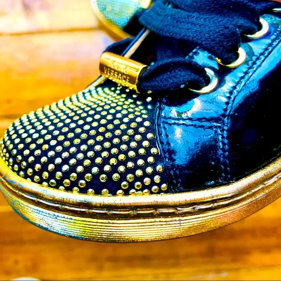 Young Versace Patent Leather Sneakers