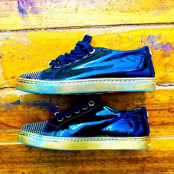 Young Versace Patent Leather Sneakers