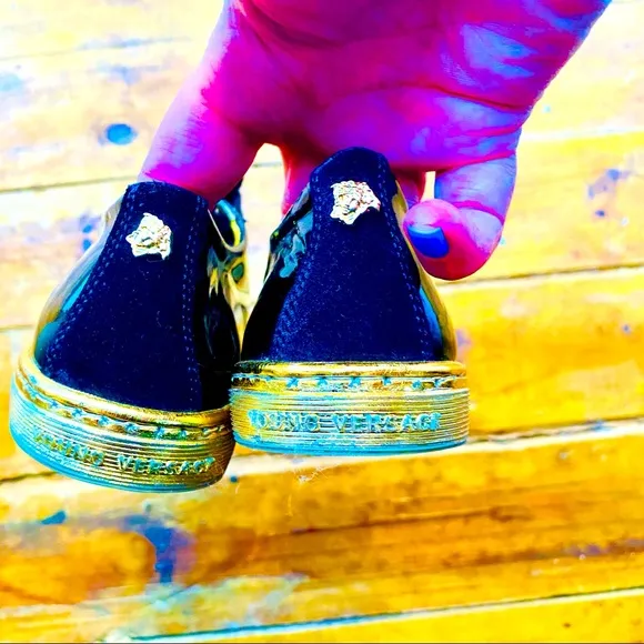 Young Versace Patent Leather Sneakers