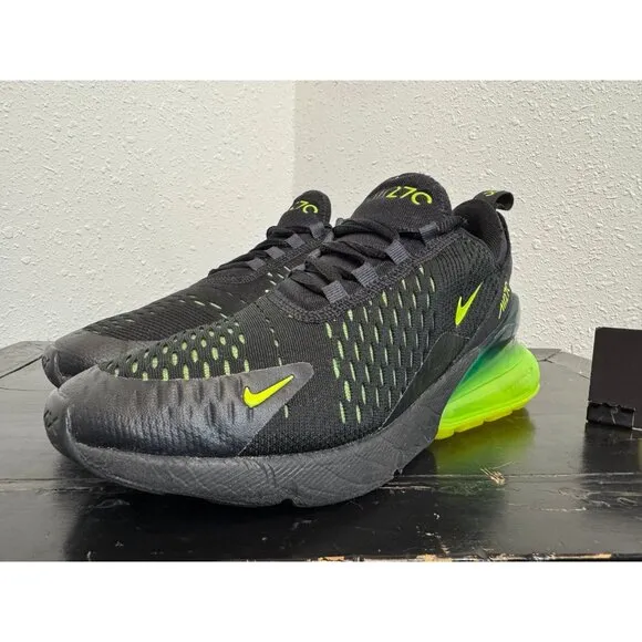Youth 6 Nike Air Max 270 GS Black Volt Athletic Running Shoes 943345-011