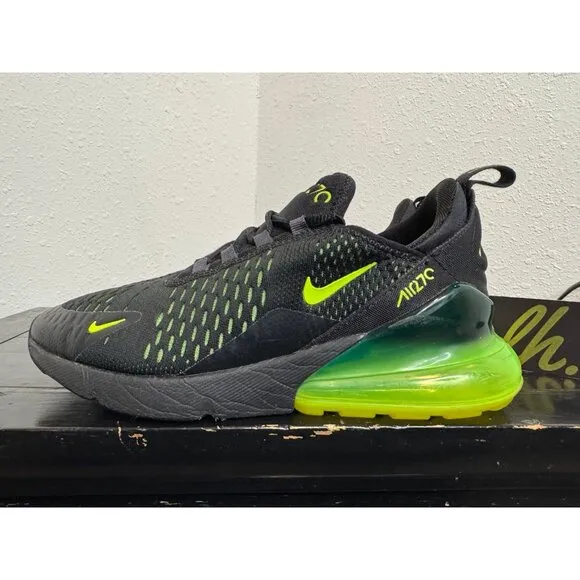 Youth 6 Nike Air Max 270 GS Black Volt Athletic Running Shoes 943345-011