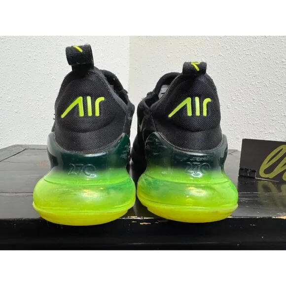 Youth 6 Nike Air Max 270 GS Black Volt Athletic Running Shoes 943345-011