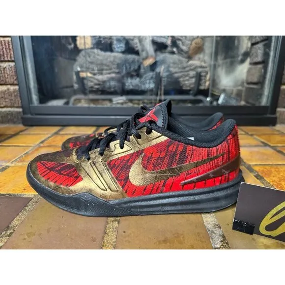 Youth 7y Nike Kobe Mentality Iron Man Red Gold Basketball Shoes 705387-008