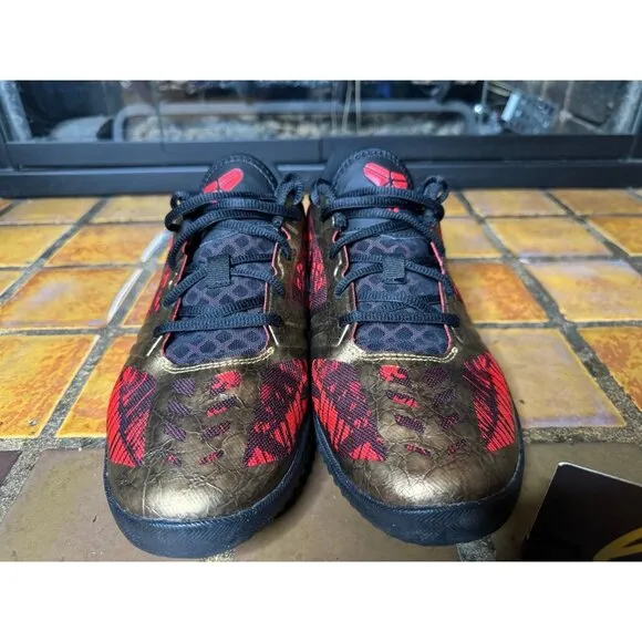Youth 7y Nike Kobe Mentality Iron Man Red Gold Basketball Shoes 705387-008