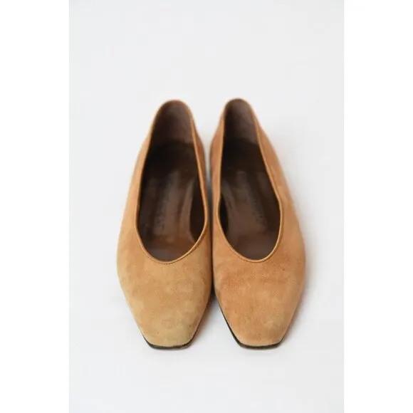 Yves Saint Laurent YSL Vintage Suede Ballet Flats Shoes Womens Sz 6 M Camel