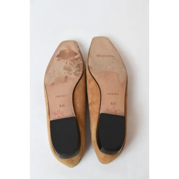 Yves Saint Laurent YSL Vintage Suede Ballet Flats Shoes Womens Sz 6 M Camel