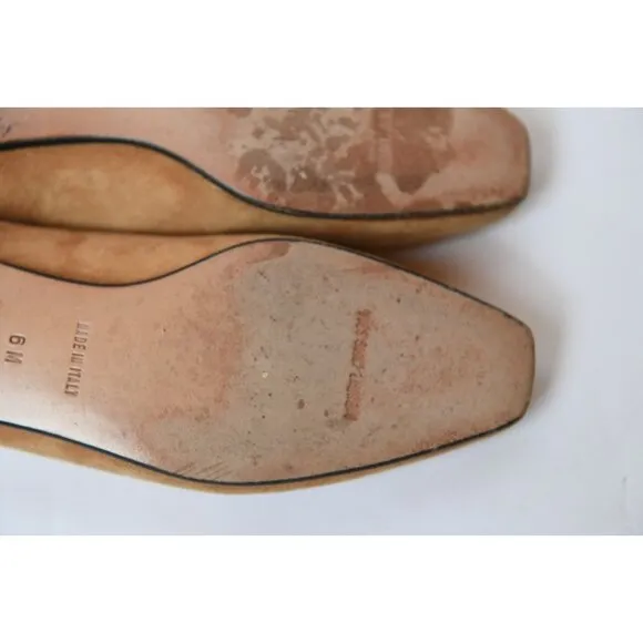 Yves Saint Laurent YSL Vintage Suede Ballet Flats Shoes Womens Sz 6 M Camel