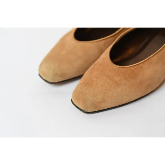 Yves Saint Laurent YSL Vintage Suede Ballet Flats Shoes Womens Sz 6 M Camel
