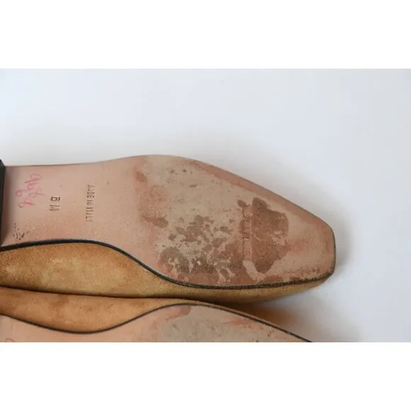 Yves Saint Laurent YSL Vintage Suede Ballet Flats Shoes Womens Sz 6 M Camel