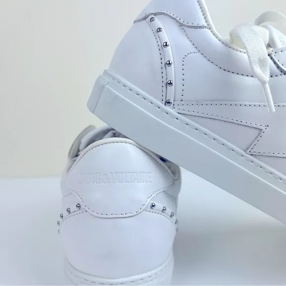Zadig &amp; Voltaire | Beaded Studded Leather Sneakers White | EU 36