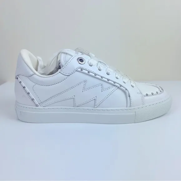 Zadig &amp; Voltaire | Beaded Studded Leather Sneakers White | EU 36
