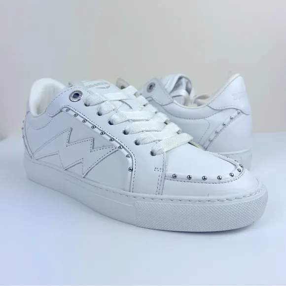 Zadig &amp; Voltaire | Beaded Studded Leather Sneakers White | EU 36