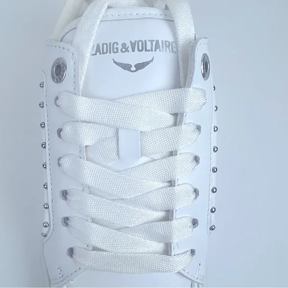 Zadig &amp; Voltaire | Beaded Studded Leather Sneakers White | EU 36