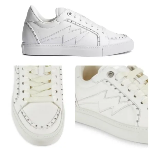 Zadig &amp; Voltaire | Beaded Studded Leather Sneakers White | EU 36