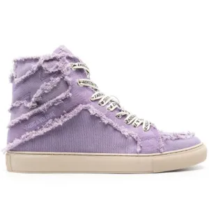 Zadig &amp; Voltaire High Flash Canvas Distressed Sneakers In Boomerang Purple EU 41