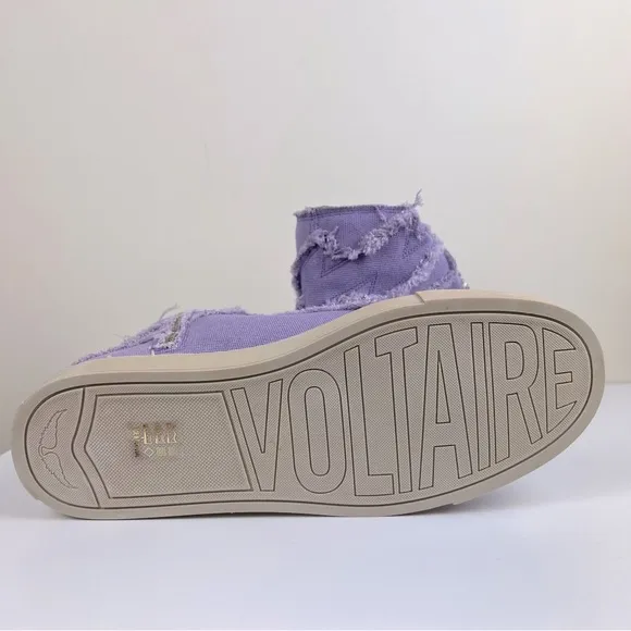 Zadig &amp; Voltaire High Flash Canvas Distressed Sneakers In Boomerang Purple EU 41