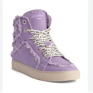 Zadig &amp; Voltaire purple High Flash Distressed Canvas High Top Sneakers NEW 11