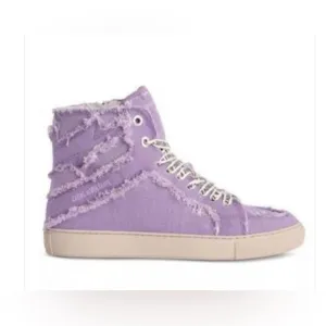 ZADIG AND VOLTAIRE Canvas High Flash Lace upLavender Sneakers(Size 39)